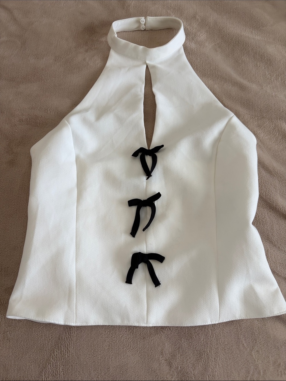 Zara white Top with Black Label Detail